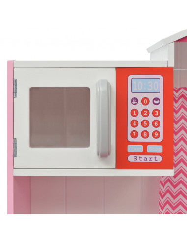 Cucina Giocattolo in Legno 82x30x100 cm Rosa e Bianca