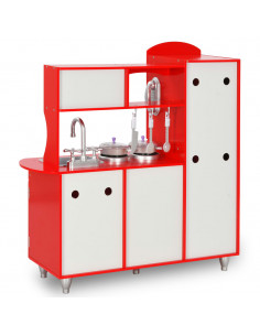 Cucina Giocattolo per Bambini in MDF 84x31x89 cm Rossa 2