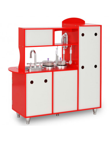 Cucina Giocattolo per Bambini in MDF 84x31x89 cm Rossa
