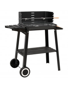 Barbecue a Carbonella con Ruote in Acciaio Nero 2