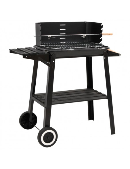 Barbecue a Carbonella con Ruote in Acciaio Nero
