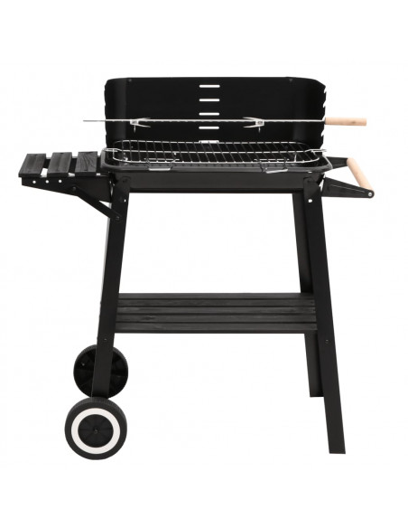 Barbecue a Carbonella con Ruote in Acciaio Nero