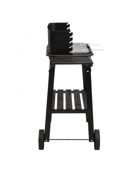 Barbecue a Carbonella con Ruote in Acciaio Nero