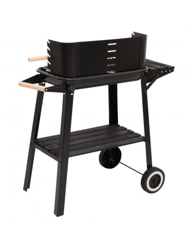 Barbecue a Carbonella con Ruote in Acciaio Nero