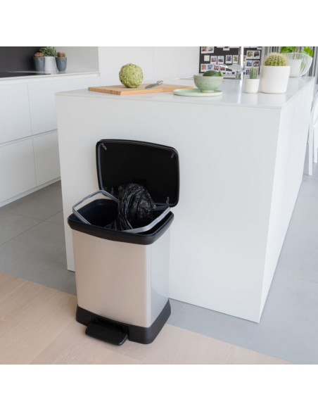 Curver Pattumiera a Pedale Deco Rettangolare 30 L Argento