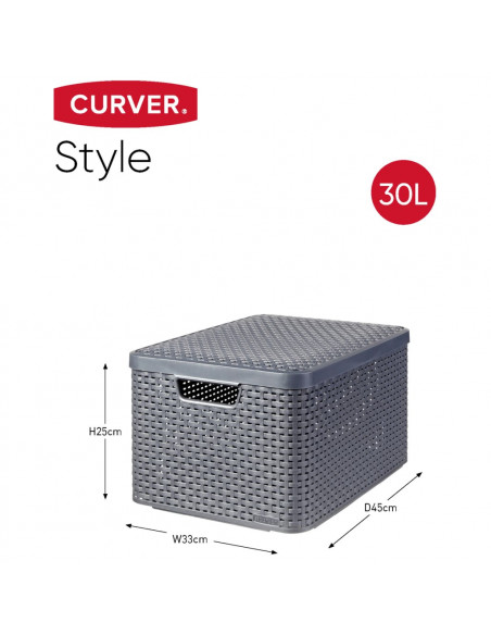 Curver Scatole con Coperchio Style 3 pz Misura L Antracite