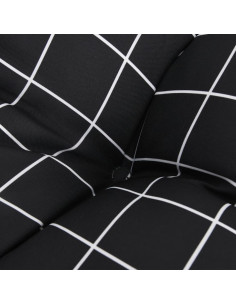 Cuscini Panca da Giardino 2pz a Quadri Nero 120x50x7 cm Tessuto