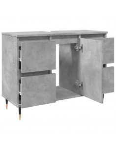 Armadietto da Bagno Grigio Cemento 80x33x60cm Legno Multistrato 2