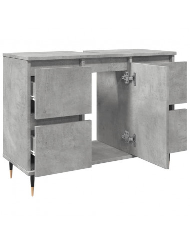 Armadietto da Bagno Grigio Cemento 80x33x60cm Legno Multistrato