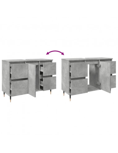 Armadietto da Bagno Grigio Cemento 80x33x60cm Legno Multistrato