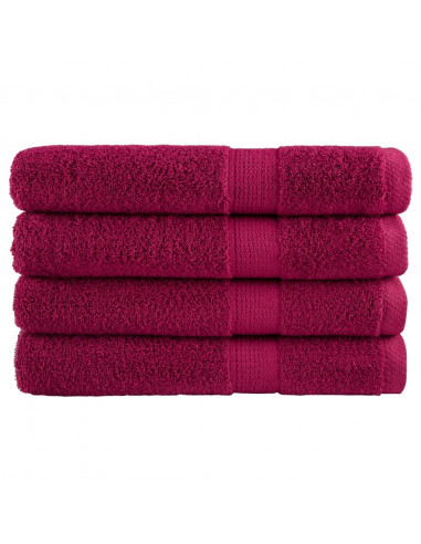 Asciugamani Premium 4 pz Bordeaux 100x200 cm 600gsm 100% Cotone