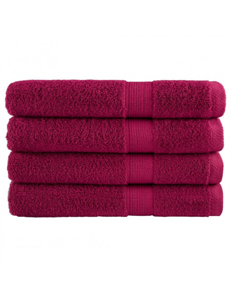 Asciugamani Premium 4 pz Bordeaux 100x200 cm 600gsm 100% Cotone