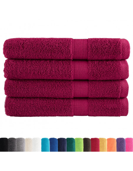 Asciugamani Premium 4 pz Bordeaux 100x200 cm 600gsm 100% Cotone