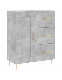 Credenza Grigio Cemento 69,5x34x180 cm in Legno Multistrato 2