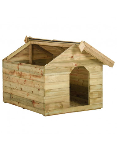 Cuccia per Cane da Esterno con Tetto Apribile Pino Impregnato