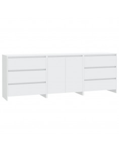 Credenze 3 pz Bianche in Legno Multistrato 2