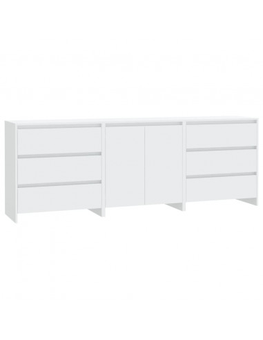 Credenze 3 pz Bianche in Legno Multistrato