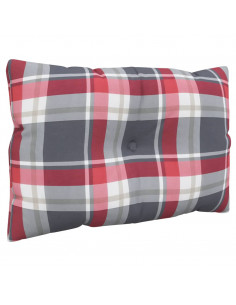 Cuscini per Pallet 2 pz Rossi a Quadri in Tessuto 2
