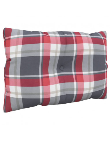 Cuscini per Pallet 2 pz Rossi a Quadri in Tessuto