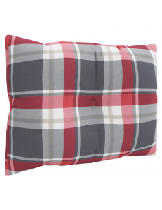 Cuscini per Pallet 3 pz Rossi a Quadri in Tessuto 2