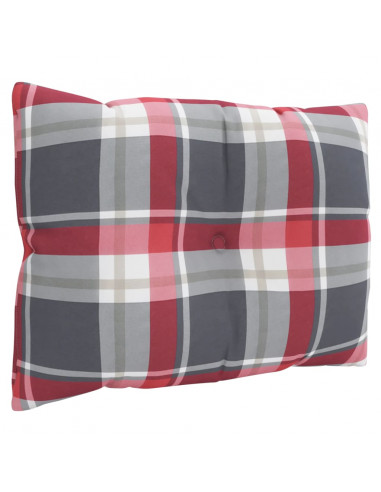 Cuscini per Pallet 3 pz Rossi a Quadri in Tessuto