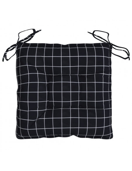 Cuscini per Sedia 2pz Motivo a Quadri Nero 40x40x7 cm Tessuto
