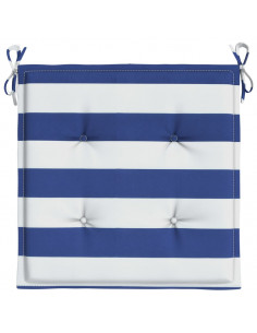 Cuscini per Sedia 4 pz Strisce Bianche e Blu 40x40x3 cm Tessuto 2