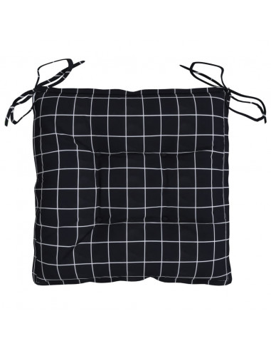 Cuscini per Sedia 6 pz a Quadri Neri 50x50x7 cm Tessuto Oxford