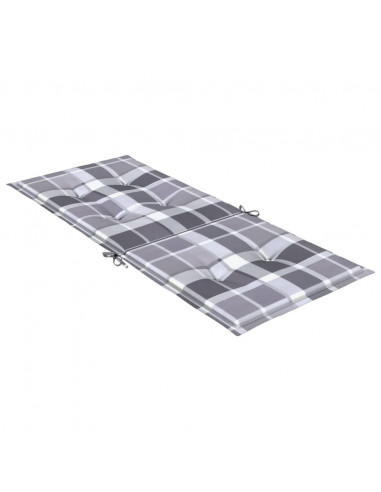 Cuscini per Sedie 6 pz Grigi a Quadri 120x50x3 cm in Tessuto