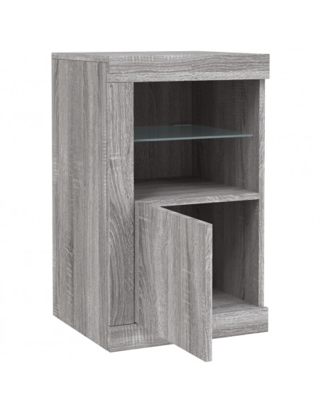 Armadietti con Luci LED 2pz Grigio Sonoma in Legno Multistrato