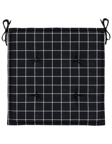 Cuscini Sedia 2 pz Motivo a Quadri Nero 40x40x4 cm in Tessuto