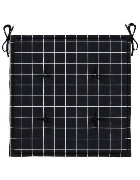 Cuscini Sedia 2 pz Motivo a Quadri Nero 40x40x4 cm in Tessuto