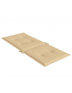 Cuscini Sedia Schiena Alta 2 Beige Mélange 120x50x4 Tessuto 2