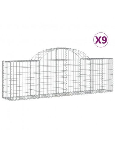 Cesti Gabbioni ad Arco 9 pz 200x30x60/80 cm Ferro Zincato