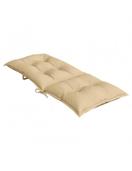 Cuscini Sedia Schiena Alta 4 Beige Mélange 120x50x7 Tessuto