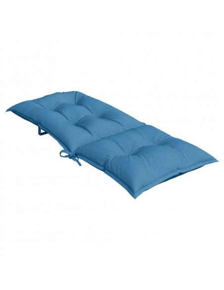 Cuscini Sedia Schiena Alta 6 Blu Mélange 120x50x7 Tessuto