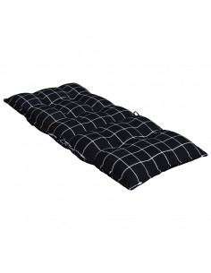 Cuscini Sedia Schienale Alto 2 pz Quadri Nero Tessuto Oxford