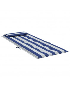 Cuscini Sedia Schienale Alto 4 pz Bianco e Blu Tessuto Oxford