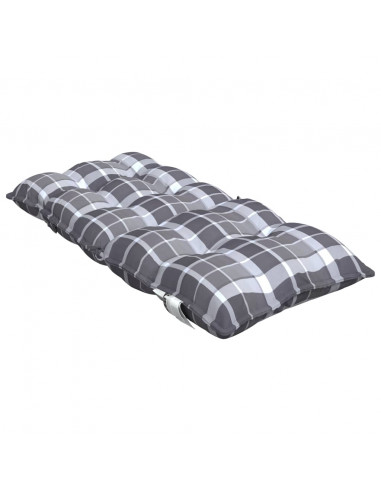 Cuscini Sedia Schienale Basso 2 pz Quadri Grigio Tessuto Oxford