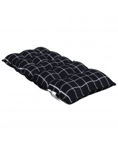 Cuscini Sedia Schienale Basso 2 pz Quadri Nero Tessuto Oxford 2