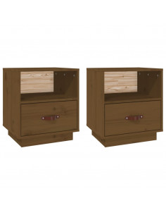Comodini 2 pz Miele 40x34x45 cm in Legno Massello di Pino 2