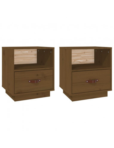 Comodini 2 pz Miele 40x34x45 cm in Legno Massello di Pino