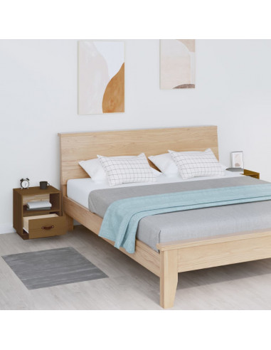 Comodini 2 pz Miele 40x34x45 cm in Legno Massello di Pino