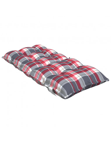 Cuscini Sedia Schienale Basso 4 pz Quadri Rosso Tessuto Oxford