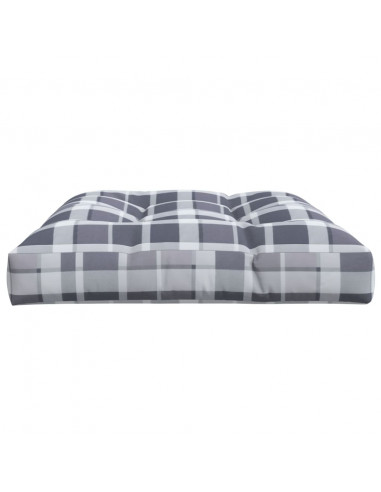 Cuscino per Pallet a Quadri Grigi 120x80x12 cm in Tessuto