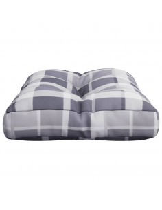 Cuscino per Pallet a Quadri Grigi 60x40x12 cm in Tessuto