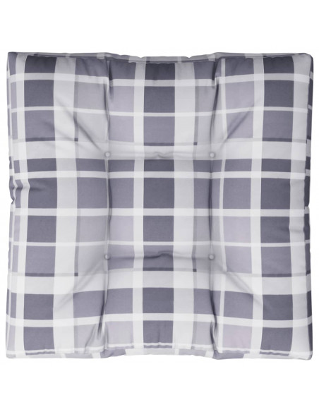 Cuscino per Pallet a Quadri Grigi 70x70x12 cm in Tessuto