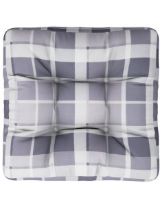 Cuscino per Pallet a Quadri Grigio 58x58x10 cm in Tessuto 2