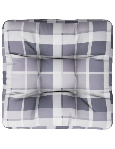 Cuscino per Pallet a Quadri Grigio 58x58x10 cm in Tessuto