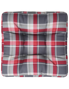 Cuscino per Pallet a Quadri Rossi 50x50x12 cm in Tessuto